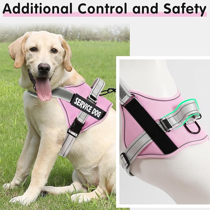 MUMUPET Service Dog Harness with 3M Reflective Safety, Easy Adjust & No-Pull Design - Breathable Nylon Handle for Small/Medium/Large Dogs