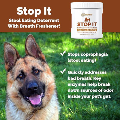No Poop Eating for Dogs. Coprophagia Treatment. Digestive Enzyme with Breath Freshener. Stop Eating Poop for Dogs, Stool Eating Deterrent. Extra Large 230 Scoops in Each jar.