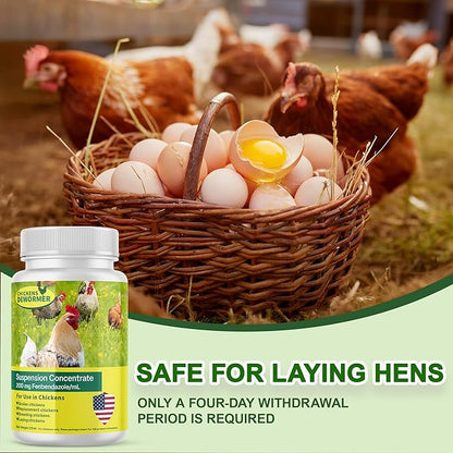 Dewormer for Chickens, Laying Hens, Poultry & More, Fenbendazole for All Wormers, Tapeworms, Roundworms & Hookworms, 20ml