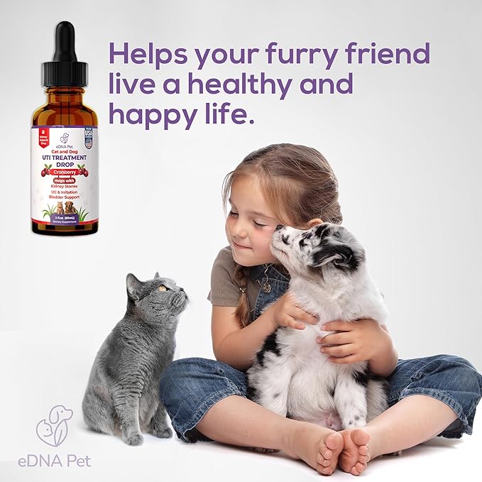 Dog UTI Treatment | Urinary Tract Infection Drops for Cats & Dogs | Cat UTI Remedy | Cranberry Supplement | Kidney Health Support, 2 Fl.Oz