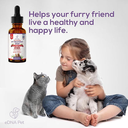 eDNA PET - Cat & Dog Urinary Tract Infection Treatment – Herbal Bladder & Kidney Wellness Formula – Helps to Maintain Normal Urination and Hydration – Made in USA