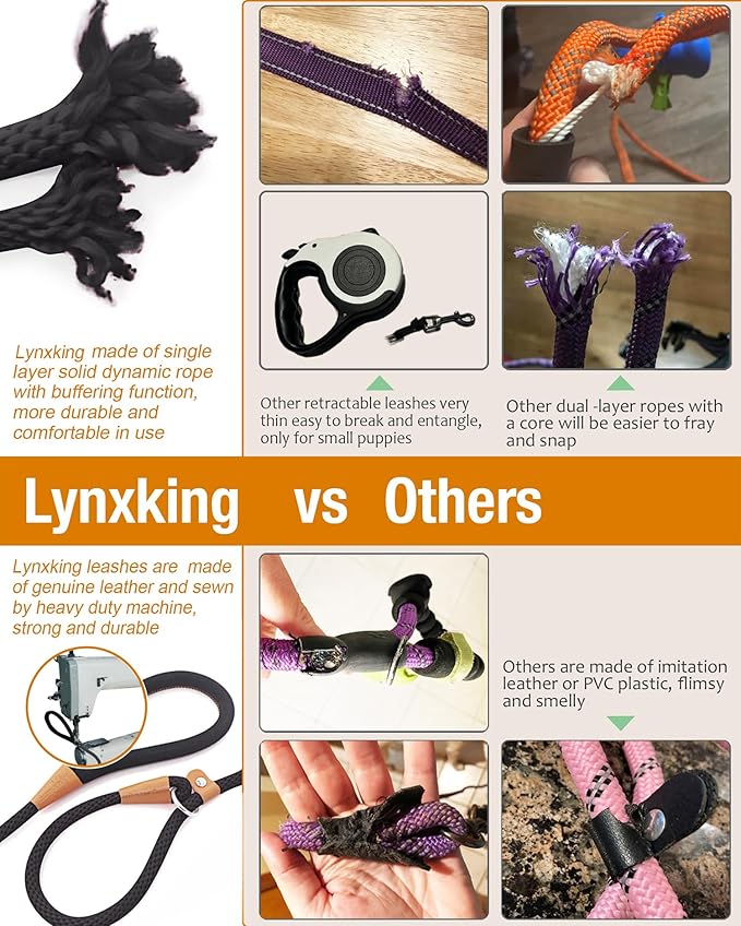 lynxking 5 FT Dog Leash Slip Lead 2 Pack Strong Heavy Duty Braided Dog Training Leash No Pull Training Lead Leashes for Medium Large and Small Dogs