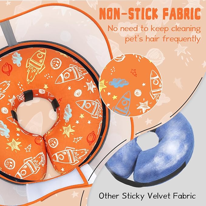 Elevated Inflatable Dog Cone Collar to Stop Licking, Dog Donut Collar After Surgery, Soft Pet Cone Alternative for Small Medium Large Dogs