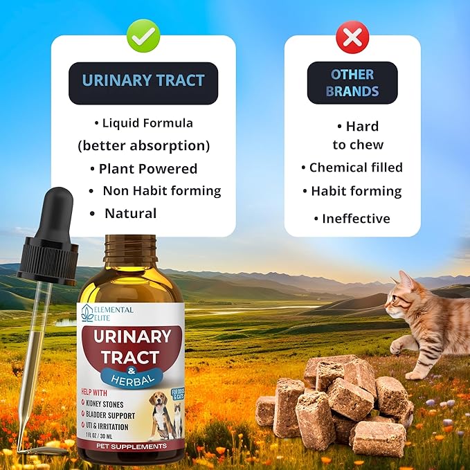 EDUZEBRA Urinary Tract Health Treatment for Dogs & Cats – Natural Herbal UTI Support Drops with Cranberry Extract – Promotes Bladder, Kidney & Digestive Wellness – Support Renal Function