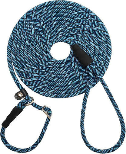 Reflective Long Slip Lead Dog Leash Anti-Choking 12 FT/20 FT/30 FT/50 FT Rope Training Leash for Medium Dogs Small Puppy Pets (20ft, Blue)