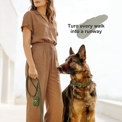 Didog Soft PU Leather Dog Collar, Stylish Quick Released Dog Collars for Large Dogs, Easy Clean Adjustable Pet Collar for Daily Walking, Dark Green, XL Fit 20-26" Neck