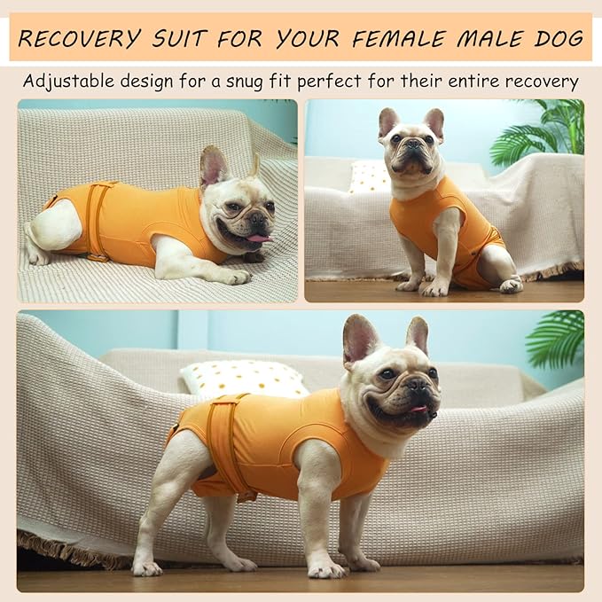 Dog Surgery Recovery Suit, Upgrade Surgical Suit with Belt for Small Medium & Large Female Male Dogs Cats Anti Licking Breathable Cotton Dog Onesies