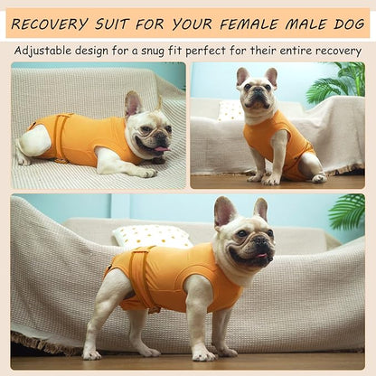 Dog Surgery Recovery Suit, Upgrade Surgical Suit with Belt for Small Medium & Large Female Male Dogs Cats Anti Licking Breathable Cotton Dog Onesies