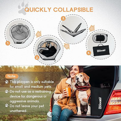Goozii Pet Cat Playpen for Indoor Cats Enclosed, Puppy Dog Play Pen for Outdoor Travel Camping (Large Size, Light Grey)