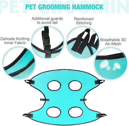 ATESON Dog Grooming Hammock - Upgrade Pet Grooming Harness for Nail Trimming (L 50lb), Dog Sling for Nail Clipping, Dog Hanging Holder Hanger for Cutting Nail with Nail Clippers