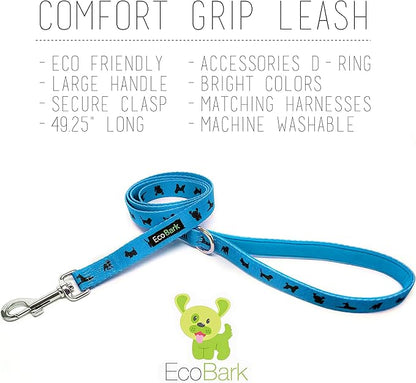 EcoBark Dog Leash - Soft & Reflective Comfort Leashes with Padded Handle - Safe, Strong, & Durable for Small, Medium or Large Dogs (Sky Blue)