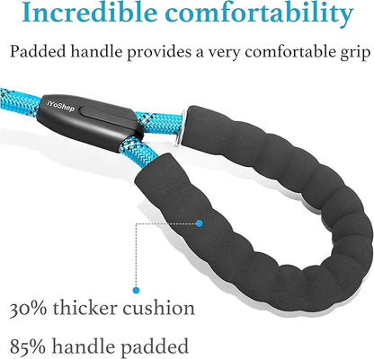 iYoShop Dual Dog Leash - 360° Swivel, No Tangle Walking Leash with Shock Absorbing Bungee for Two Dogs (Medium, 8-35 lbs, Blue)