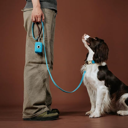 Didog Soft PU Leather Dog Collar for Large Dogs,Classic Adjustable Dog Collars with Quick Release Metal Buckle,Easy Clean and Comfortable with Nylon Lining,Light Blue,L Neck 16-23"