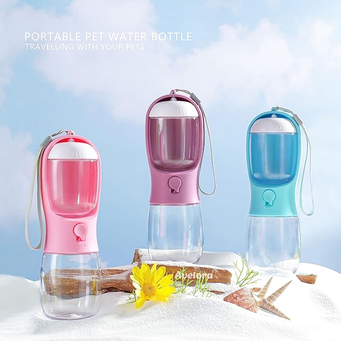 Dog Water Bottle with Food Container, Portable Leak Proof Pet Water Dispenser for Walking Hiking Travel, Puppy Essentials Accessories for Small Large Dogs, Dog Gifts (10oz/15oz/19oz)