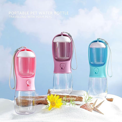 Dog Water Bottle with Food Container, Portable Leak Proof Pet Water Dispenser for Walking Hiking Travel, Puppy Essentials Accessories for Small Large Dogs, Dog Gifts (10oz/15oz/19oz)