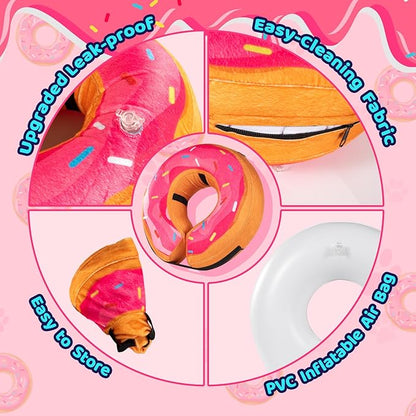 Grand Line Donut Inflatable Collar for Dogs and Cats, Soft Recovery Dog Cone After Surgery, Protective Pet Neck Cone for Small, Medium, Large Dogs, Not Block Vision (Pink, X-Large)