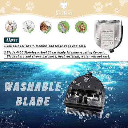 [3-Pack Professional Animal Clipper Blade Compatible with Wahl Arco, Bravura, Chromado, Creativa, Figura, Motion & SuperGroom; Dog, Cat, Horse & Pet Grooming, Detachable & Adjustable