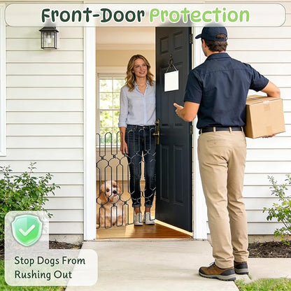Metal Retractable Door Barrier, Front Door Dog Barrier, 28.4" Wide x 35" Tall, Safety Pet Gate for Front Door & RV, Easy Install Dog Gate, Indoor/Outdoor, Open-Angle Fit