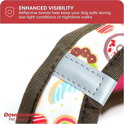 Downtown Pet Supply Step-in Dog Harness – No Pull, Adjustable Padded Mesh with Reflective Trim, Secure Buckle Strap – Comfortable & Breathable Small Dog Harness, Large, Donut