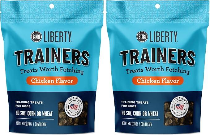 BIXBI Liberty Trainers, Chicken (6 oz, 1 Pouch) - Small Training Treats for Dogs - Low Calorie and Grain Free Dog Treats, Flavorful Pocket Size Healthy and All Natural Dog Treats (Pack of 2)