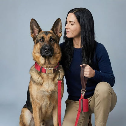 Didog Soft PU Leather Dog Collar for Large Dogs,Classic Adjustable Wide Dog Collars with Quick Release Metal Buckle,Easy Clean and Comfortable with Nylon Lining,Red,XL Neck 20-27", Width 1¼"