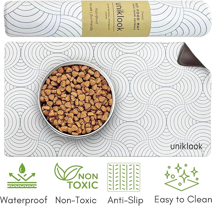Dog Food Mat - Dog Bowl Mat - Pet Food Mat Dog Mat for Food and Water - Dog Feeding Mat - Dog Water Bowl Mat - Waterproof Dog Water Mat - UnikLook