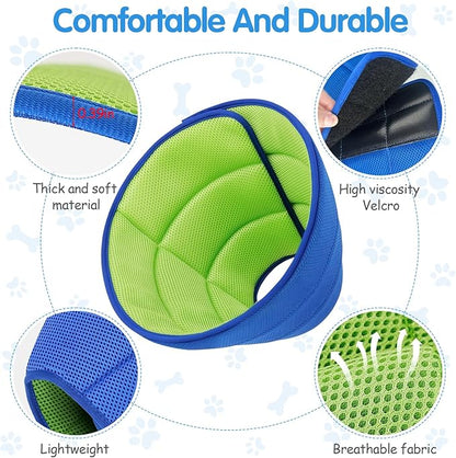 Upgrade Soft Dog Cone Collar, Dog Cone Alternative to Stop Licking After Surgery, Adjustable Comfy Cones for Small/Medium/Large Dogs, Light-Weight Mesh Fabric Elizabethan Collars-M