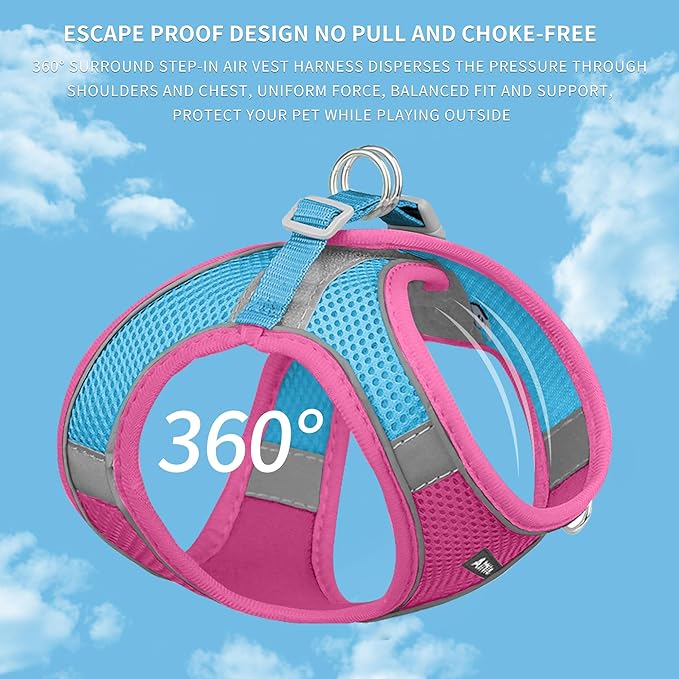 AIITLE Easy Walk Dog Harness and Leash Set - Pet Supply No Pull, Step in Adjustable Dog Harness with Padded Vest for All Weather, Dog Harness No Choke Over, Easy to Put on Medium Dogs Hot Pink L
