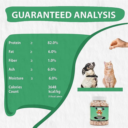 Freeze Dried Chicken Cat Treats | Healthy Dog Food Toppers 100% Human Grade | Single Ingredient, Grain Free Chicken Dog Treats | Inspected & Tested in USA | No Additives or Preservatives, 7.7 oz
