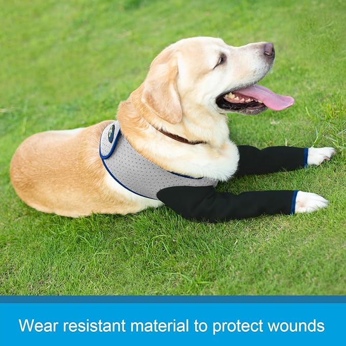 Coodeo Dog Recovery Sleeves, Cone Collar Alternative, Abrasion Resistant Dog Recovery Suit, Washable 2.5mm Thick and Waterproof, Pet Wounds Prevent Licking, Biting (Grey, S)