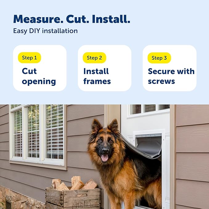 PetSafe Extreme Weather Aluminum Pet Door - Energy-Saving Thermal Barrier Pet Flap with Slide-in Door Locking & Secure Flap Cover - for Dogs Up to 220 Lb - Extra Large
