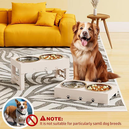Elevated Dog Bowls with 2 Stainless Steel Bowls, 5-Height Adjustable Stand (3.1", 9" to 12"), for Improved Digestion & Neck Support, Easy Clean, Non-Slip Base Raised Feeder for Medium Large Dogs