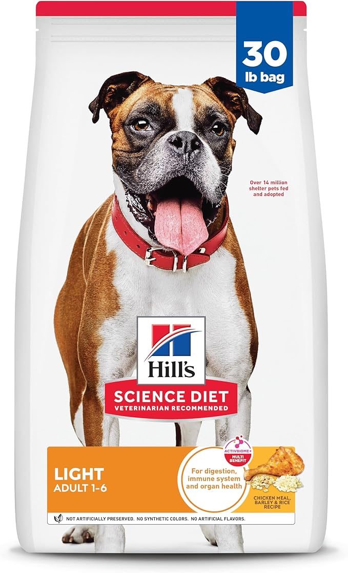 Hill's Science Diet Adult 1-6 Light Dry Dog Food, Chicken Meal & Barley, 30 lb. Bag