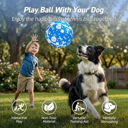 QDAN Dog Birthday Gift: Dog Birthday Toy 9.5" Big Giant Tennis Ball for Dogs Outdoor Water Play, Large Tennis Balls for Large Medium Dog, Blue