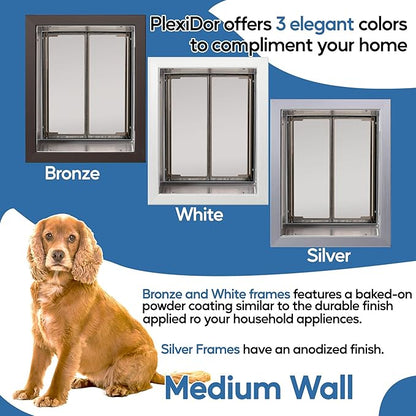 PlexiDor Performance Pet Doors for Dogs and Cats - Wall Mount Dog Door with Lock and Key - White, Medium Size