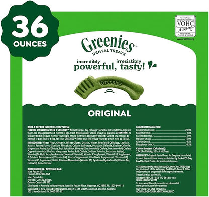Greenies Veterinarian-Recommended Adult Natural Dental Dog Treats Petite Size, Dog Dental Chews, Original Flavor, 36 oz. Pack, 60 Count