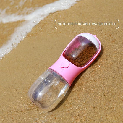 Dog Water Bottle with Food Container, Portable Leak Proof Pet Water Dispenser for Walking Hiking Travel, Puppy Essentials Accessories for Small Large Dogs, Dog Gifts (10oz/15oz/19oz)