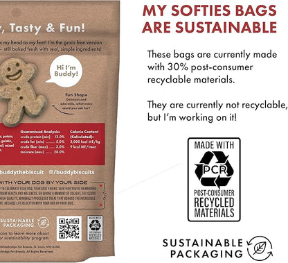 Buddy Biscuit Softies 5 oz Pouch, Grain-Free Soft & Chewy, Natural Grilled Beef Flavor Dog Treats, Oven Baked in the USA