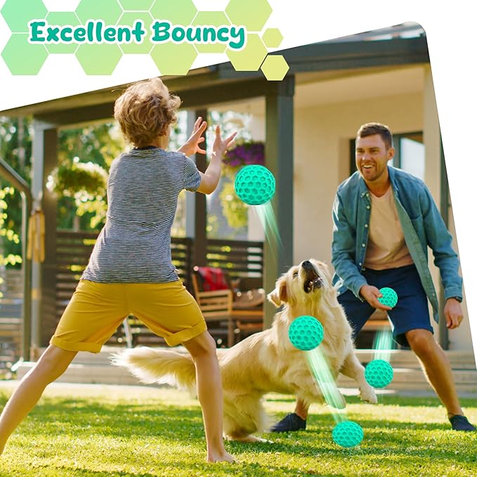 Squeaky Dog Toys for Aggressive Chewers, Indestructible Dog Balls for Aggressive Chewers, Blue Green Squeaky Balls for Dogs