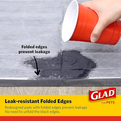 Glad for Pets Black Charcoal Puppy Pads - Super Absorbent Disposable Dog Pee Pads, Potty Training Pads, and Pet Supplies - Dog Pee Pads for Crate Training and Indoor Use 23" x 23" - 150 Count
