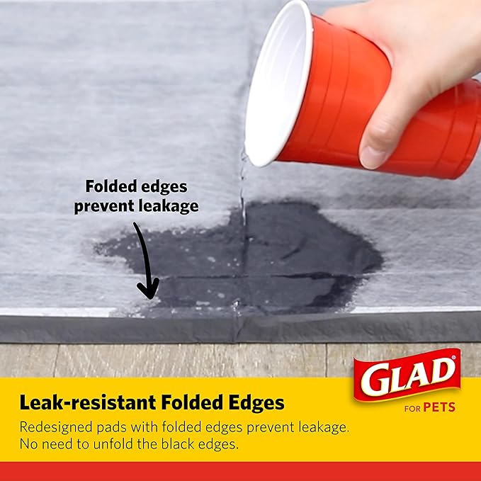 Glad for Pets Black Charcoal Puppy Pads, All-in-One | Puppy Potty Training Pads That ABSORB & NEUTRALIZE Urine Instantly | New & Improved Quality Puppy Pee Pads, 150 count - 2 Pack
