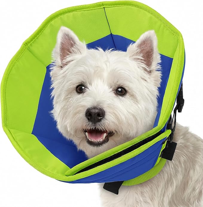 SUNFURA Dog Cone Collar, Adjustable Cone for Dogs to Stop Licking, Soft Dog Cone Alternative for Small Dogs, Pet Recovery Collar After Surgery with Quick Release Buckle, Blue S