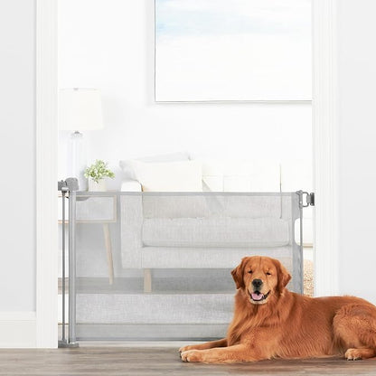 Carlson Pet Products 50" Extra Wide Retractable Dog Gate for Doorways & Bottom of Stairs, Easy Install Pet Gate, Gray