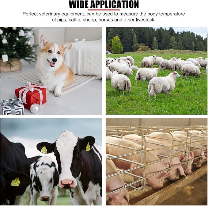 EVTSCAN Professional Pet Veterinary Thermometer, LCD Display Fast Digital Thermometer for Livestock Pigs Cattle Sheep Dogs Horse