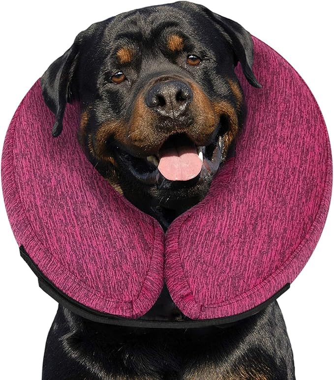 MIDOG Dog Cone - Inflatable Soft Donut Collar Alternative for Dogs After Surgery, Protective Recovery Collar Prevents Licking, Comfortable E-Collar Alternative for Small Medium Large Dogs (Rose, XL)