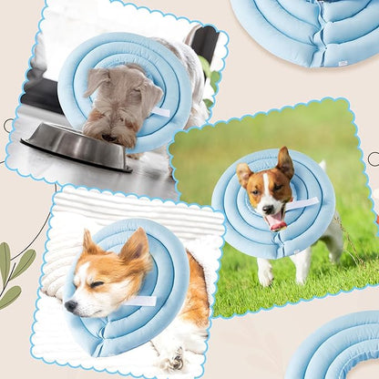 Soft Dog Cone Collar - Adjustable Recovery Cone for Medium Dogs After Surgery to Stop Licking, Waterproof Elizabethan Protective Neck Donut Collar Alternative for Pet Cat Puppy (Blue, M)