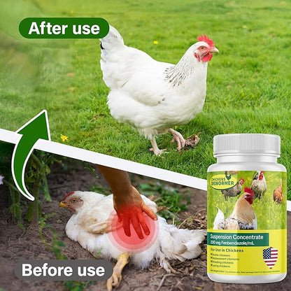 Dewormer for Chickens, Laying Hens, Poultry & More, Fenbendazole for All Wormers, Tapeworms, Roundworms & Hookworms, 20ml