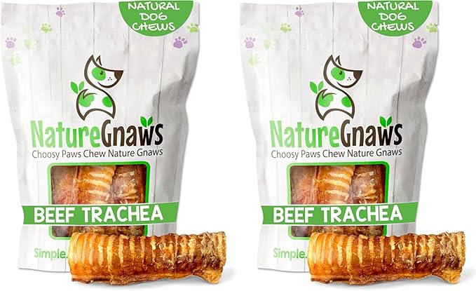 Nature Gnaws Beef Trachea Chews for Dogs 6" (6 Count) - Long Lasting Natural Crunchy Dog Chew Bones - Rawhide Free (Pack of 2)