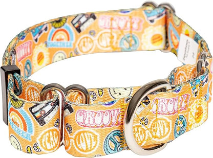 Downtown Pet Supply - Martingale Collar for Dogs - Dog Training Collar - Big, Wide & Thick Dog Collar - Escape-Proof, Weatherproof, Durable and Comfortable - Good Vibes - Medium Dog Collar