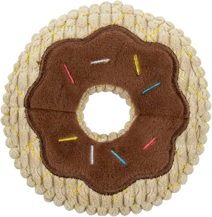 TrustyPup Tough 'N Fun Donut Squeaky Plush Dog Toy, Chew Guard Technology - Tan, Small (71148)